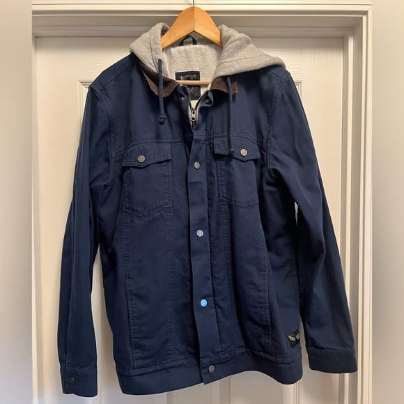 Vans Men’s Denim Jacket with Built-in Hood and Corduroy Collar - Picture 1 of 4